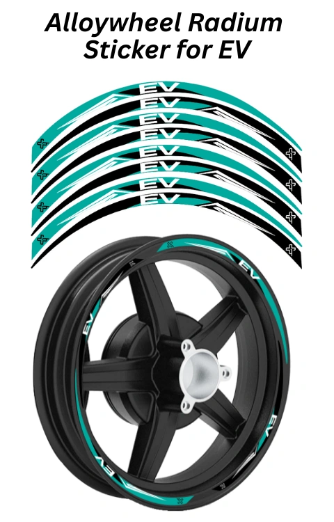 Alloy Wheel Radium Sticker Compatible with EV Scooter | Made in Premium Radium with FPF (Fade Protection Film), Precut Sticker, Waterproof, Pack of 1